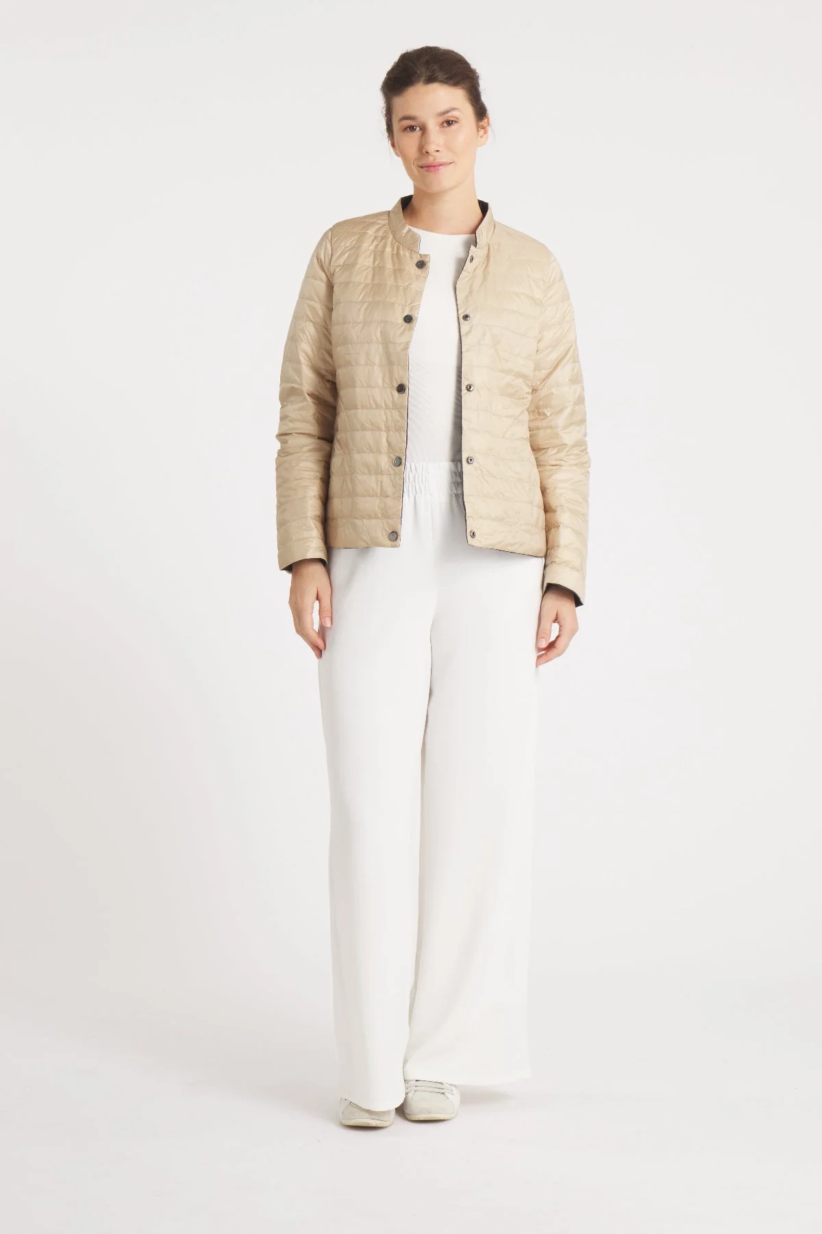 The Leicester in Matte | 2 in 1 Reversible Down Jacket | Camel / Ivory - Image 4