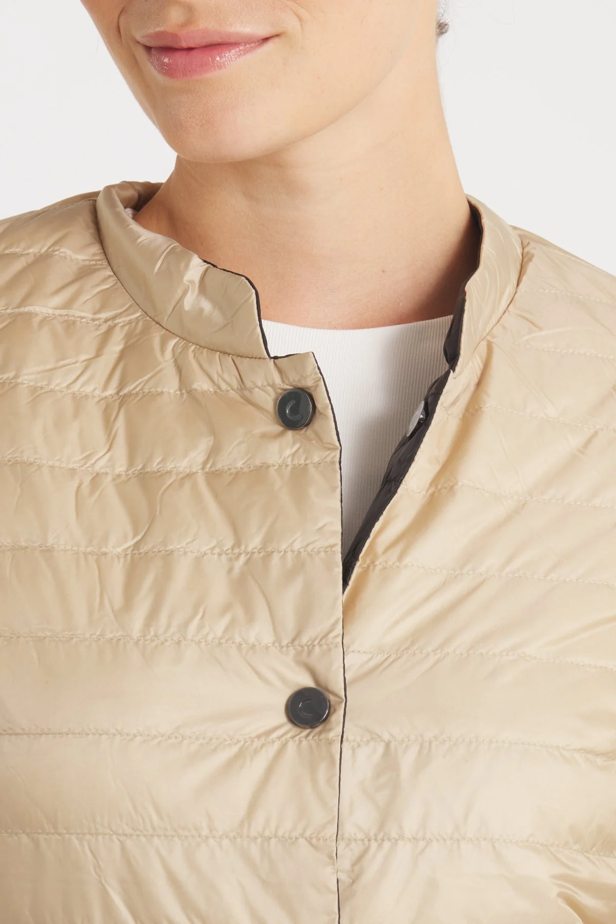 The Leicester in Matte | 2 in 1 Reversible Down Jacket | Midnight Black / Taupe - Image 7
